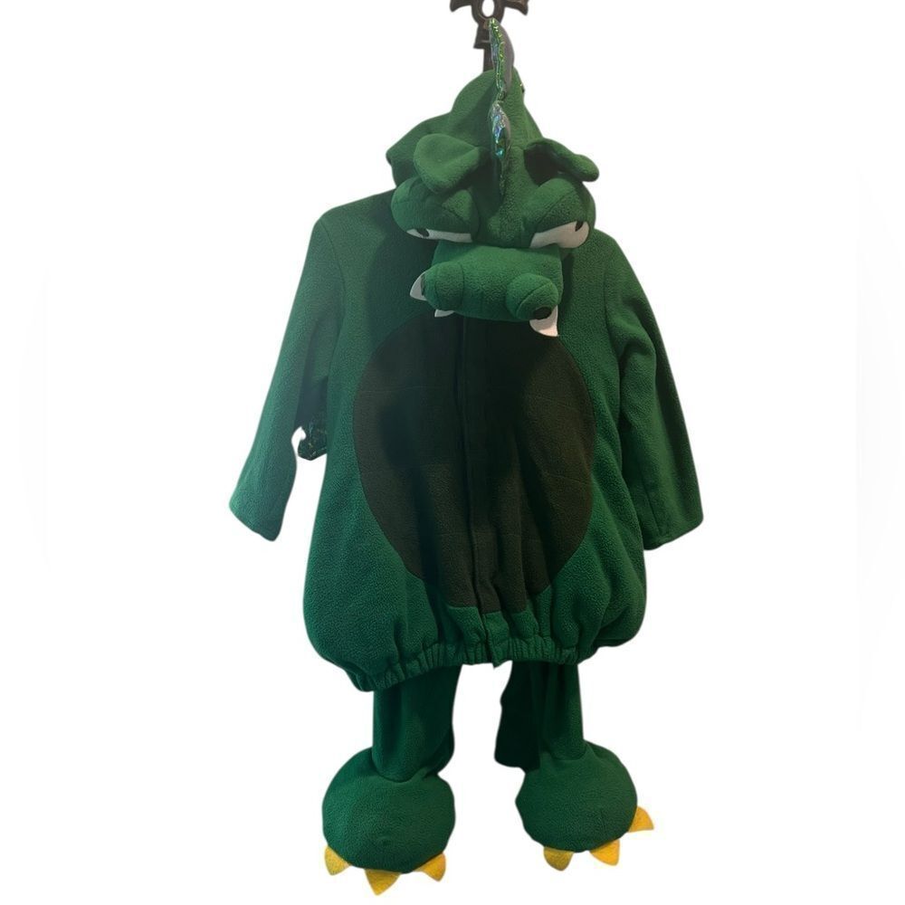 Old Navy Kids Green Dragon Dinosaur Costume One-Piece Hooded Jumpsuit Size 2T/3T